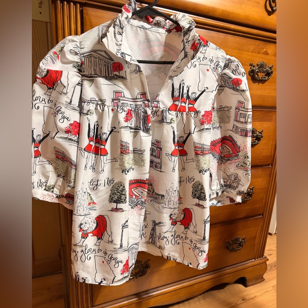 UGA Georgia bulldogs Graphic Print boutique top